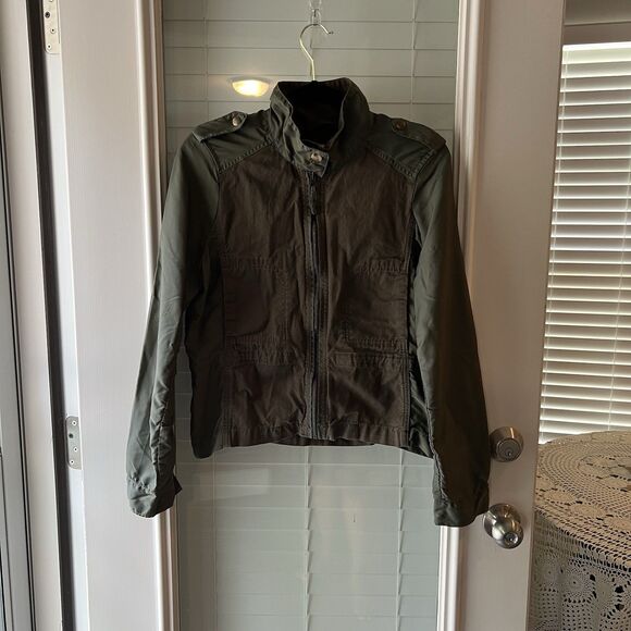 Lucky Brand Women’s Military Jacket Medium Nylon Cotton Mixed Media - Picture 1 of 5